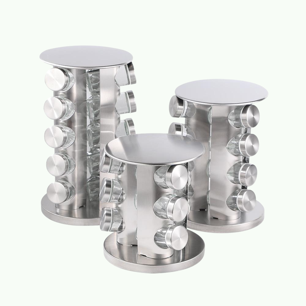 가정용 다층 향신료 선반 스테인리스 철 향신료 보관 식품 등급 조미료 세트 주방 회전형