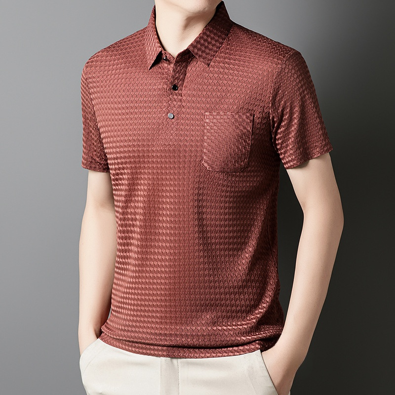  メンズ夏用カジュアル半袖ワークシャツ ポケット付きストレッチ素材