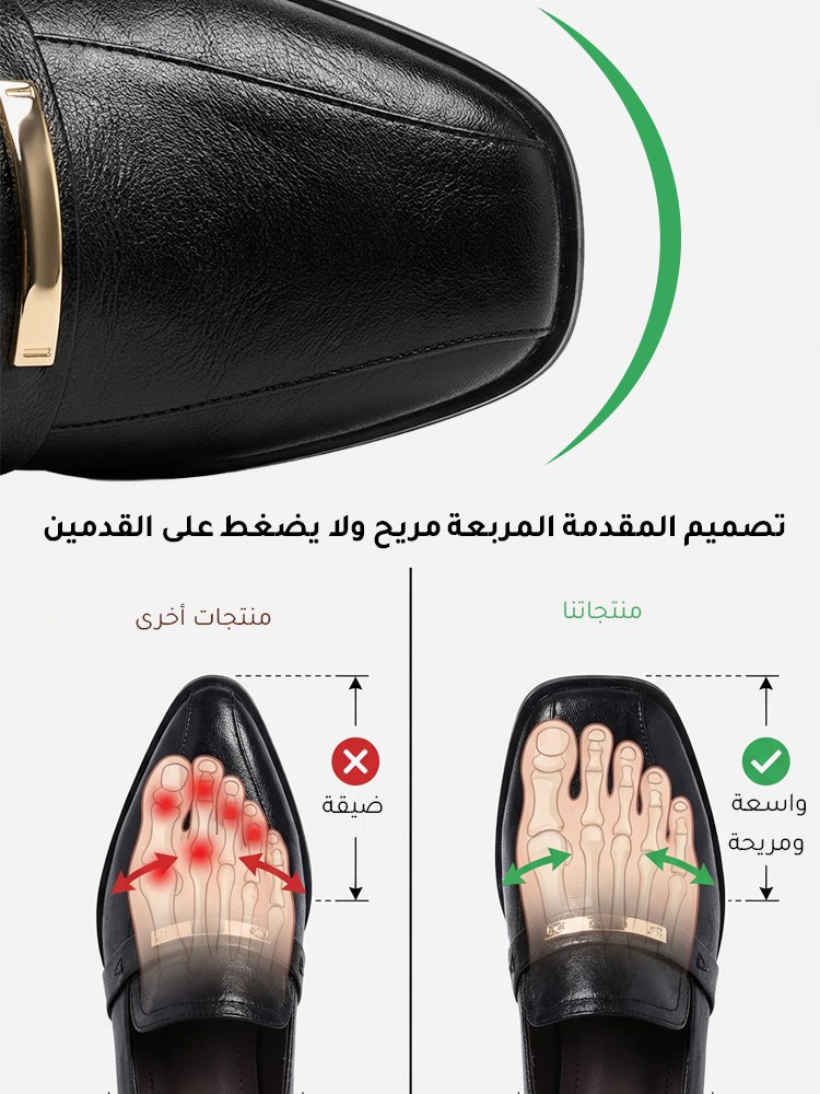 【نفس موديل المول】 حذاء نسائي بكعب عالٍ 6 سم من الجلد الناعم بمقدمة مربعة