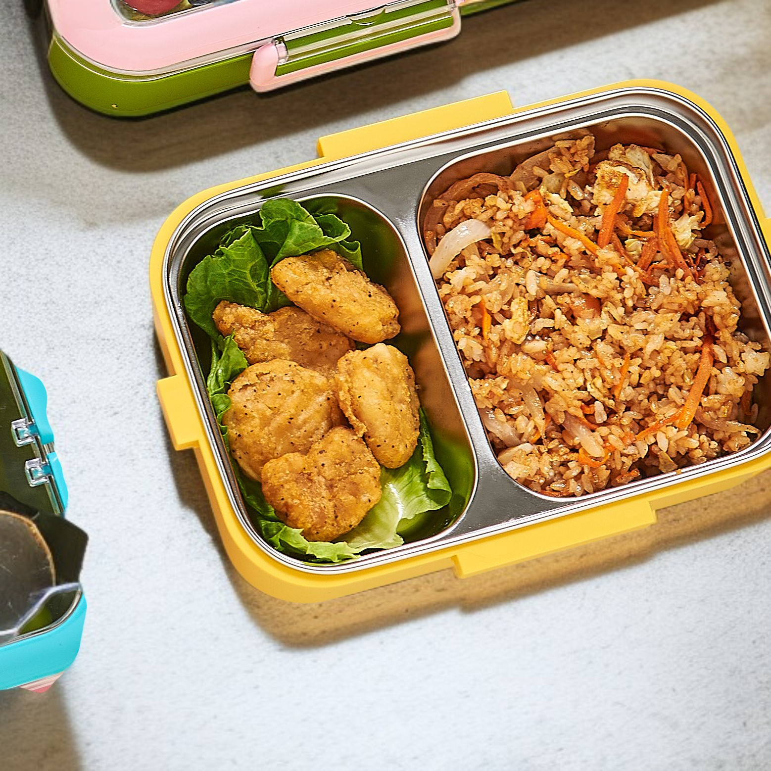 صندوق غداء معزول من الفولاذ المقاوم للصدأ 304، صندوق غداء قابل للاستخدام في الميكروويف