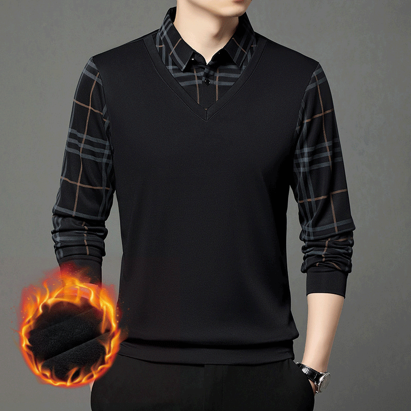 남상용 비즈니스 캐주얼 기모 셔츠 레이어드 스웨터