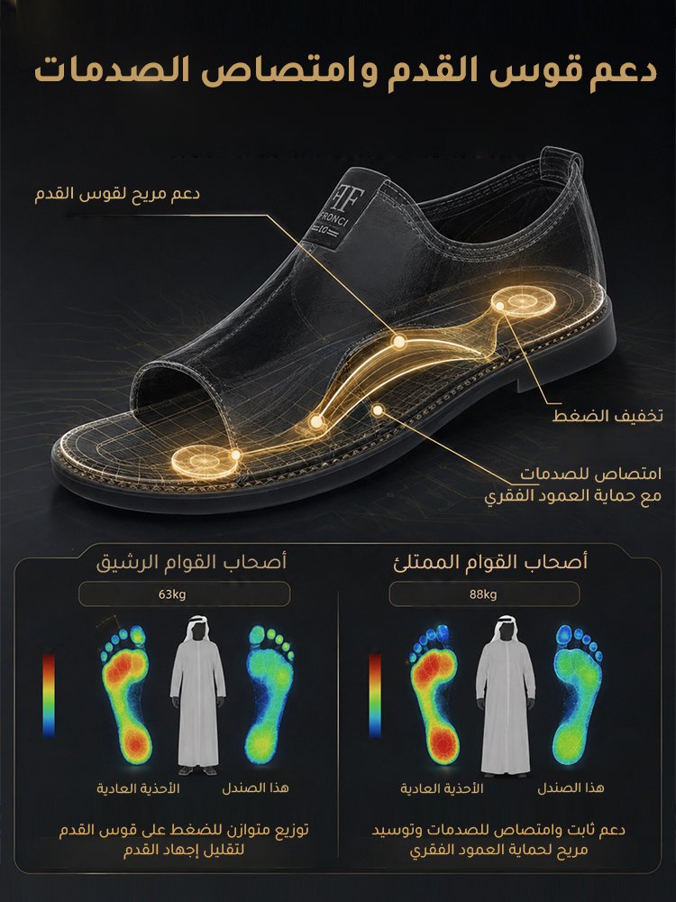 صندل جلدي فاخر بستايل تجاري ذو نعل مقاوم للانزلاق