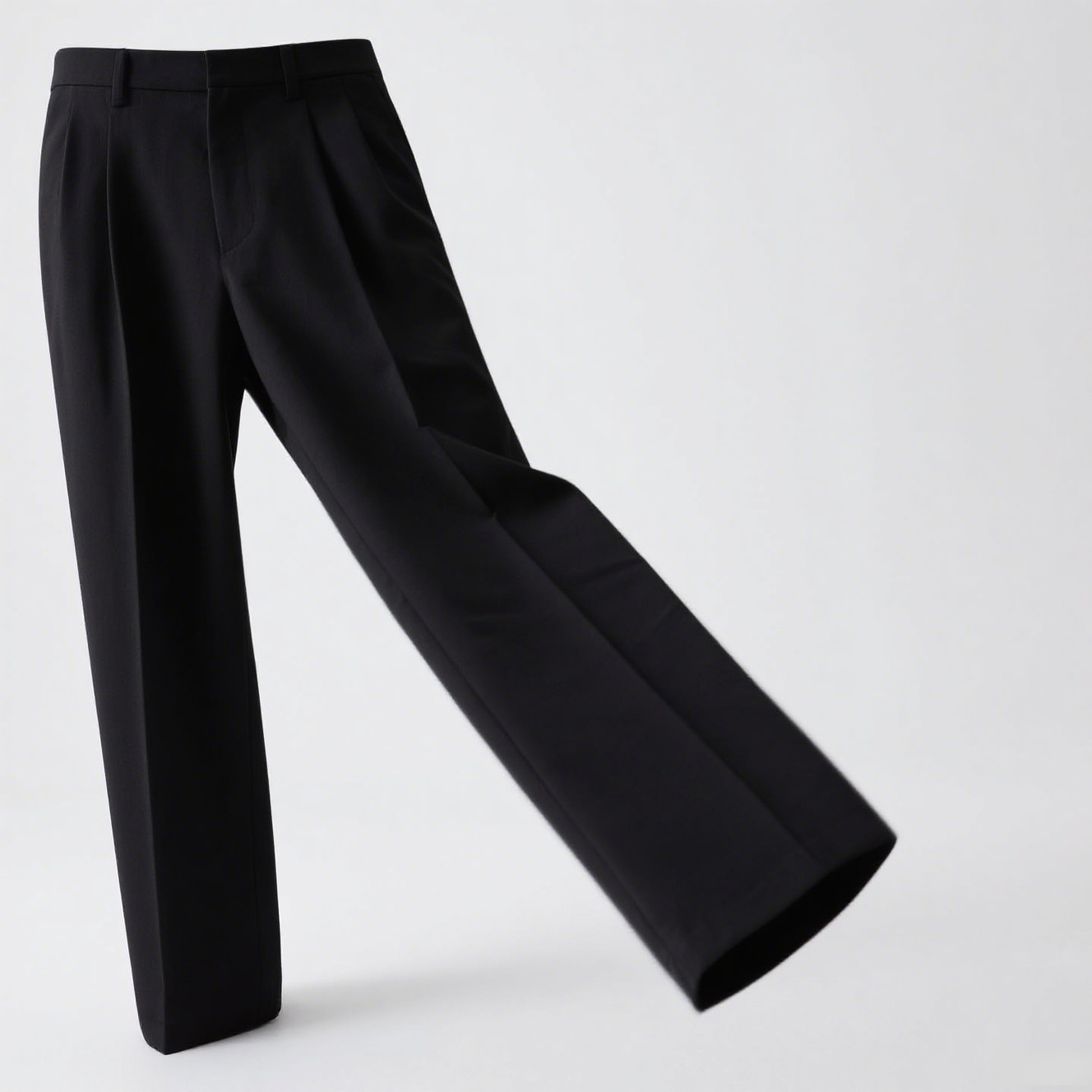 通気性抜群の黒色メンズスーツパンツ