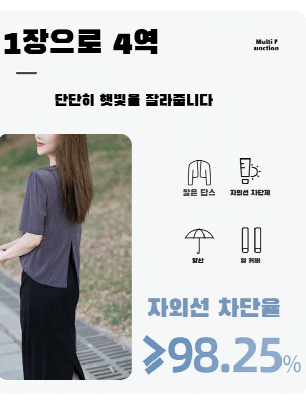 커팅 블라우스 반팔 트임 망사 자외선 차단 풀오버