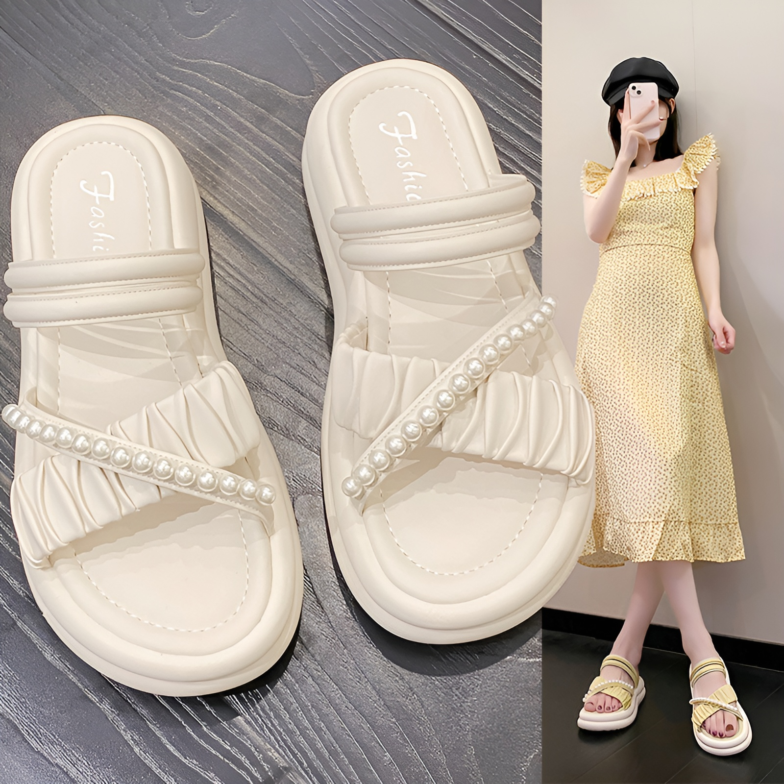 女性用シットステップサンダル、夏のアウトドアサンダル、スカート付きフェアリースタイルサンダル、2025年新作ファッションサンダル、女性用2回履きソフトソールスリッパ