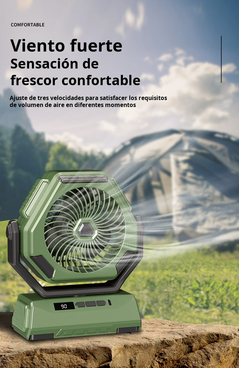 Ventilador con luz LED integrado para terraza