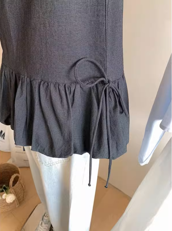 여성용 민소매 레이스업 플라워 버드 캐주얼 조끼