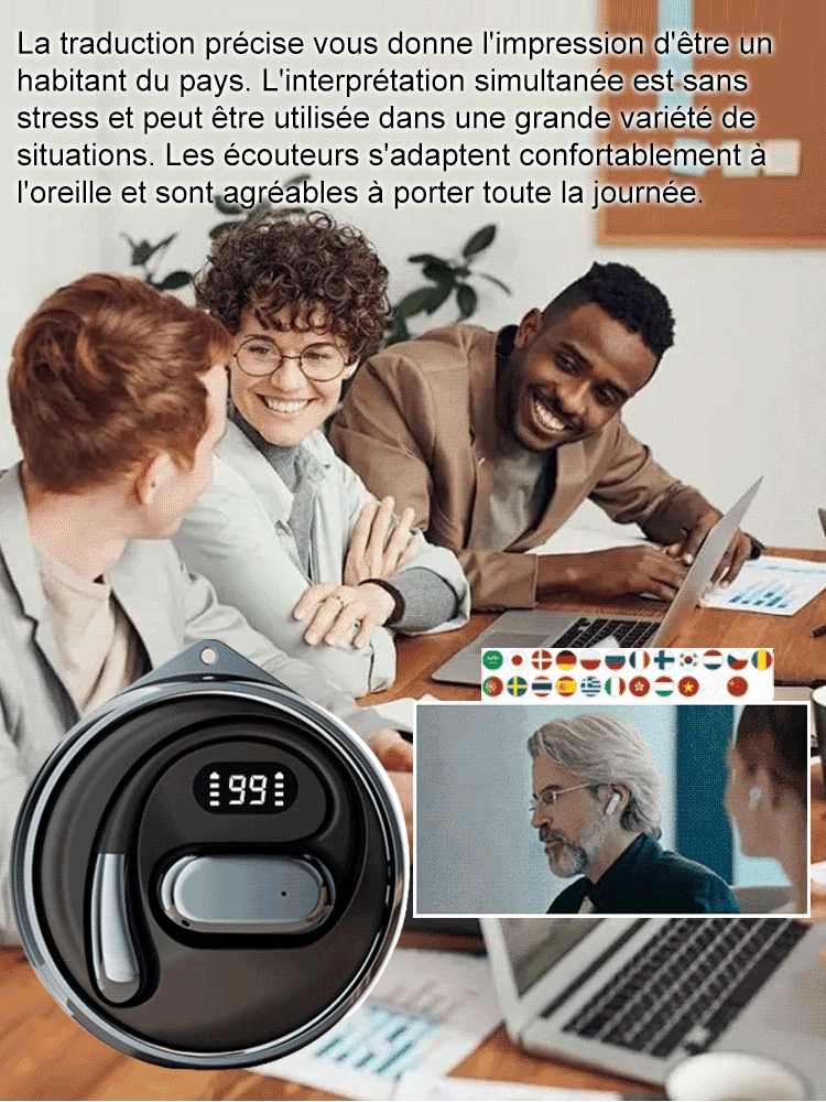 Traduit en 144 langues Écouteurs de traduction intelligents Bluetooth haute vitesse