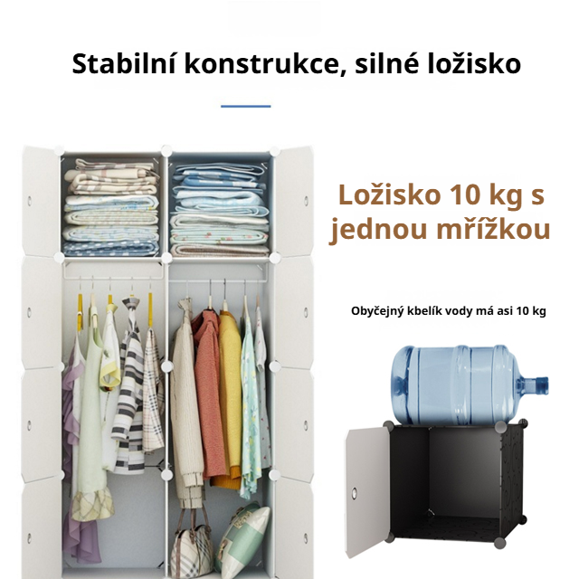 Volně kombinovatelná jednoduchá šatní skříň
