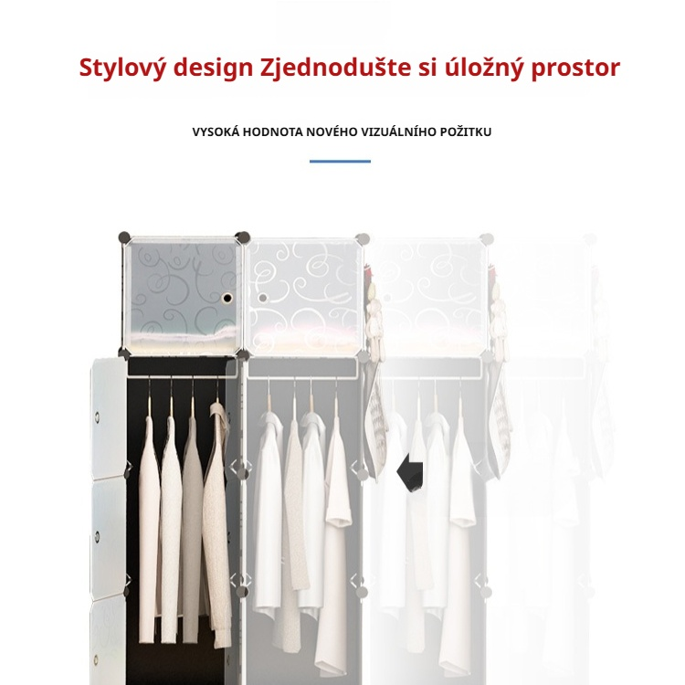 Volně kombinovatelná jednoduchá šatní skříň