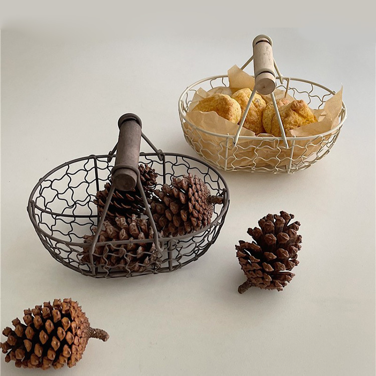 鉄製のパンバスケット スナックディスプレイ スナック収納バスケット ポータブルレストランスナックフルーツ織バスケット