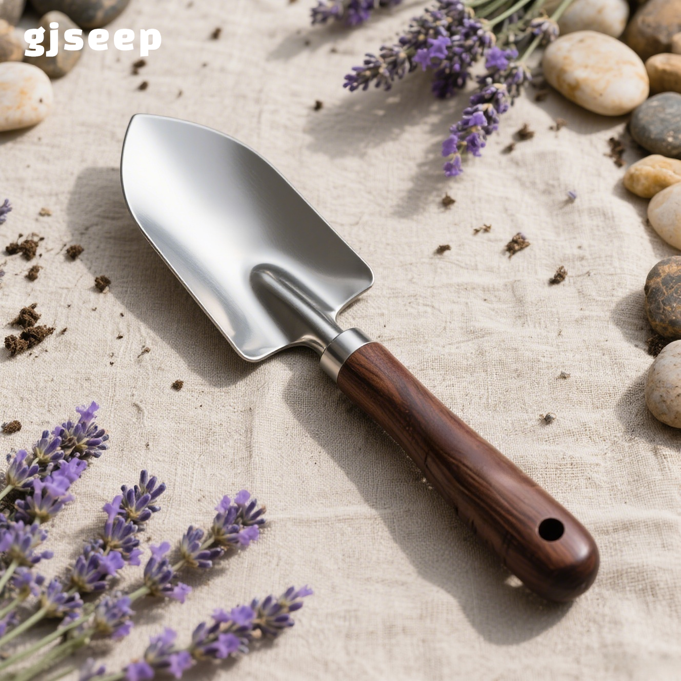 Stainless steel shovel with ergonomic handle