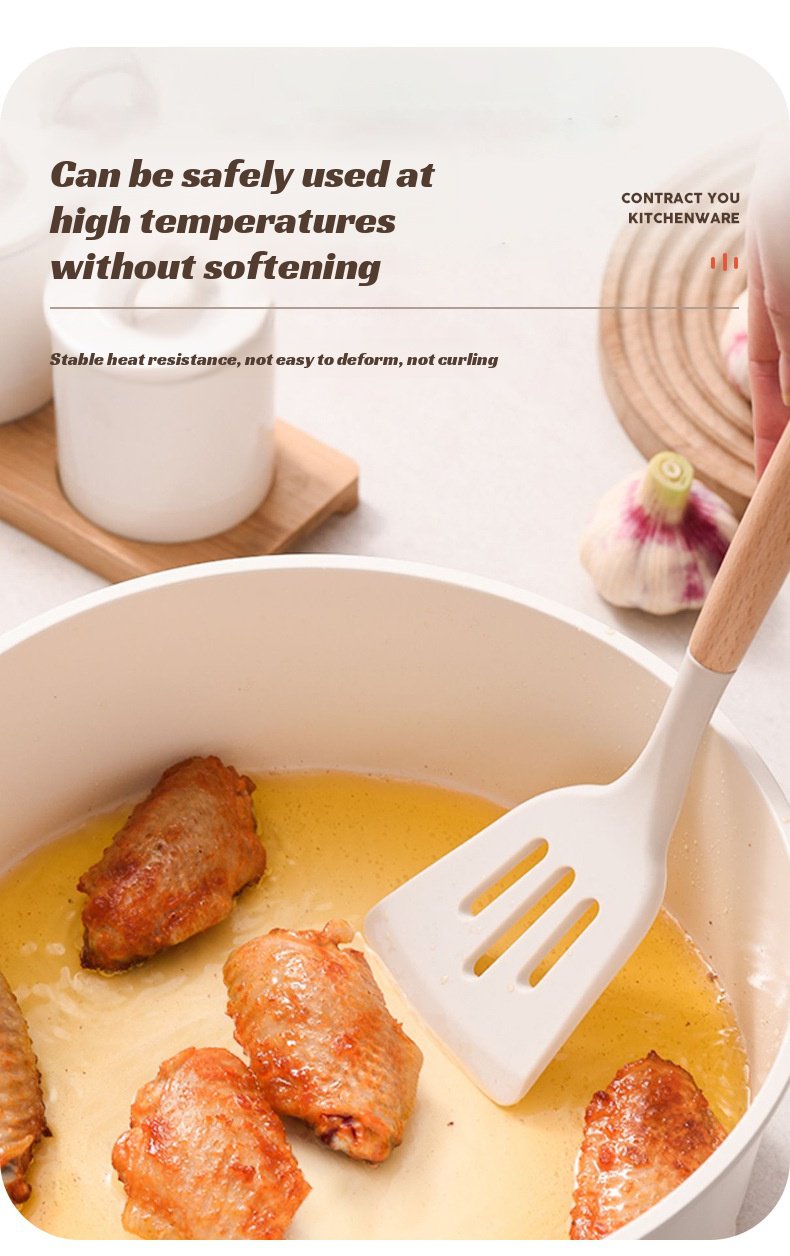 Non-stick silicone spatula and soup spoon set