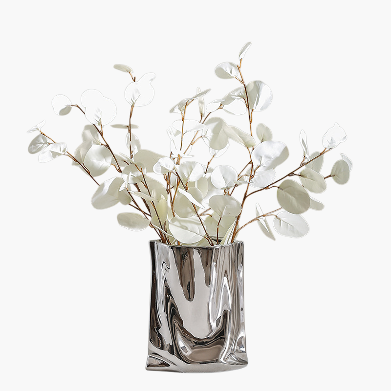 은색 도금 도자기 꽃병