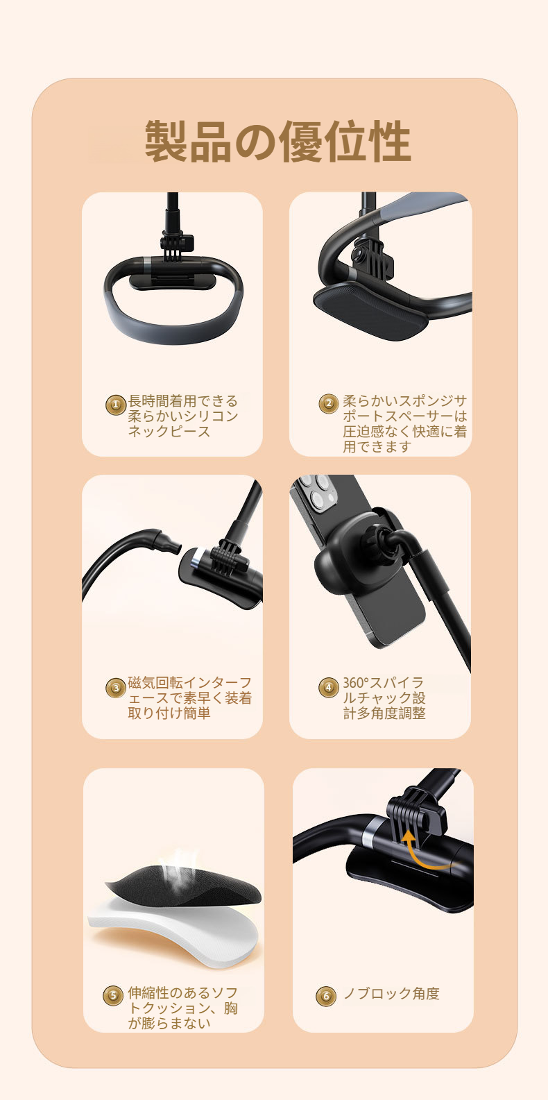 首掛け式スマホホルダーを装着した様子