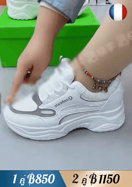 รองเท้าผ้าใบผู้หญิงรุ่นใหม่ พื้นหนา