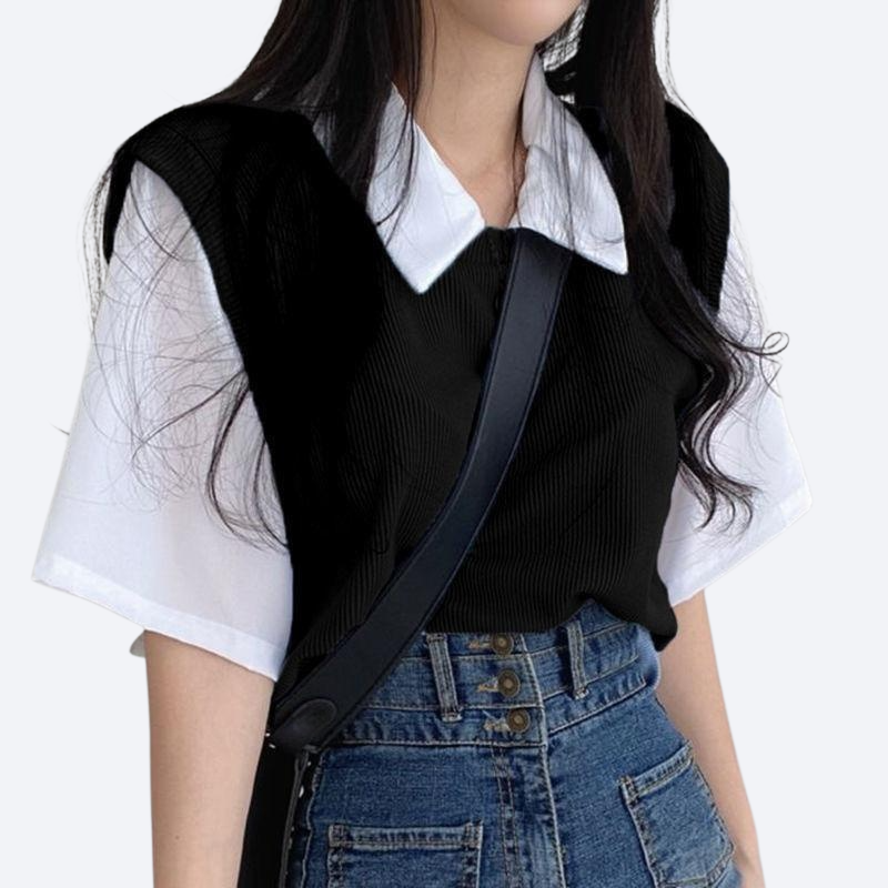 레이디 아카데미 룩 터틀넥 와이드 반팔