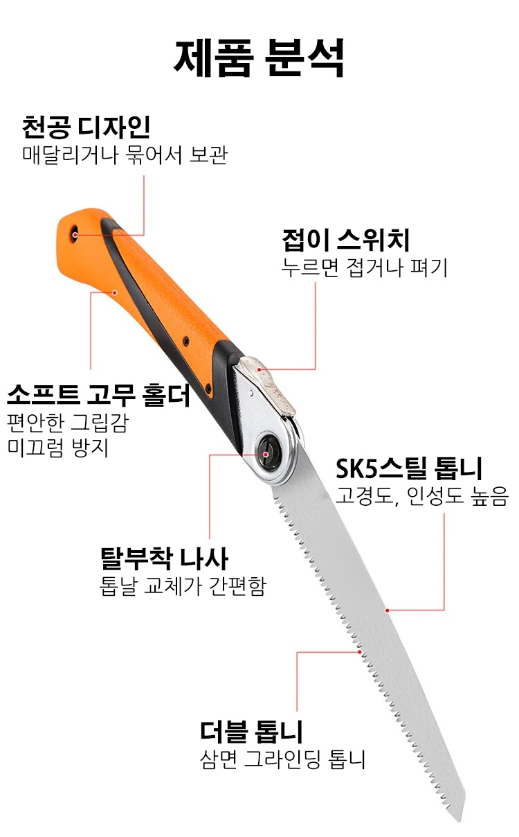 접이식 톱의 절단 날 상세 이미지