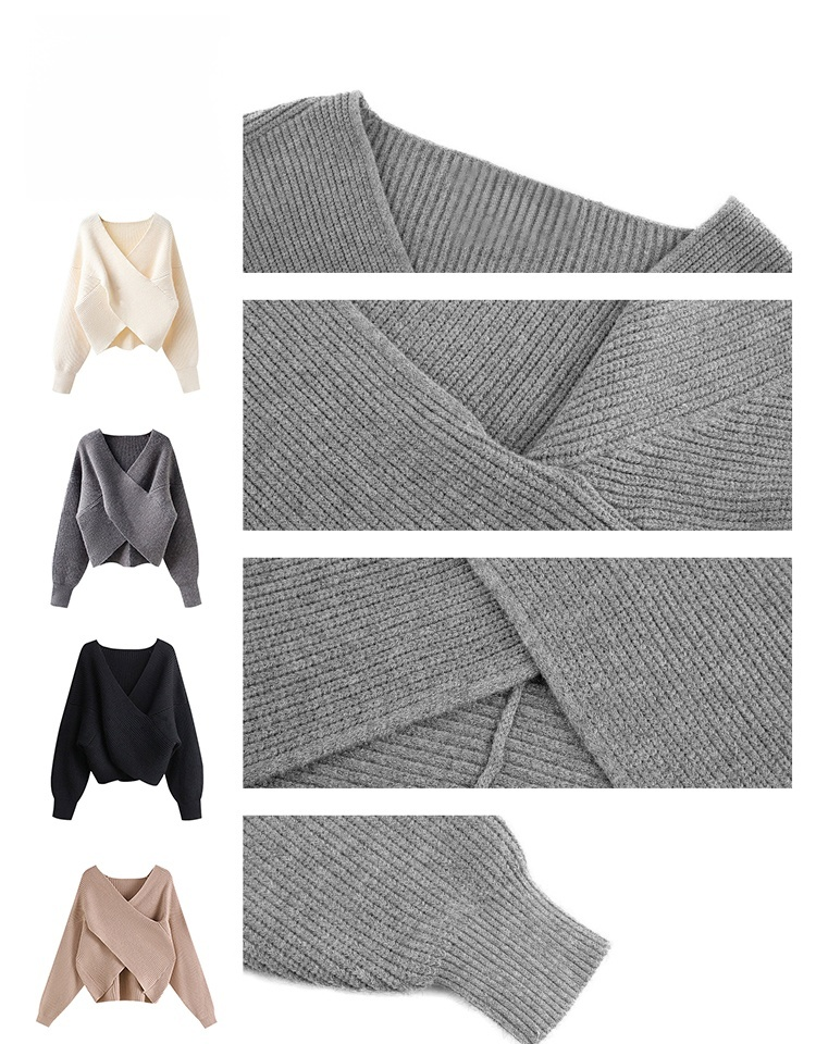 ゆったりVネッククロスニットセットアプ