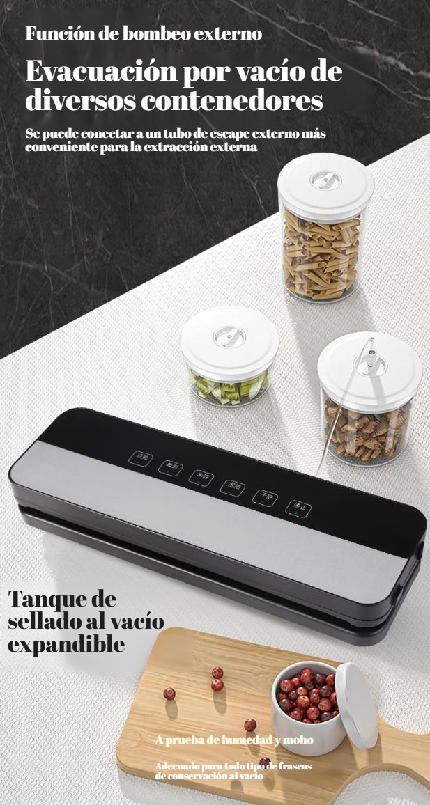 Selladora al vacío JMY con bolsas selladas listas para almacenar
