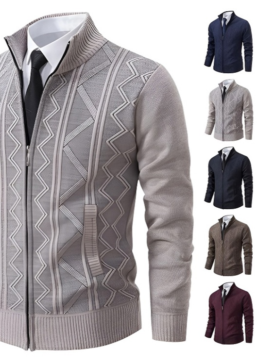 가을겨울 남자 기모 스탠드 칼라 니트가디건