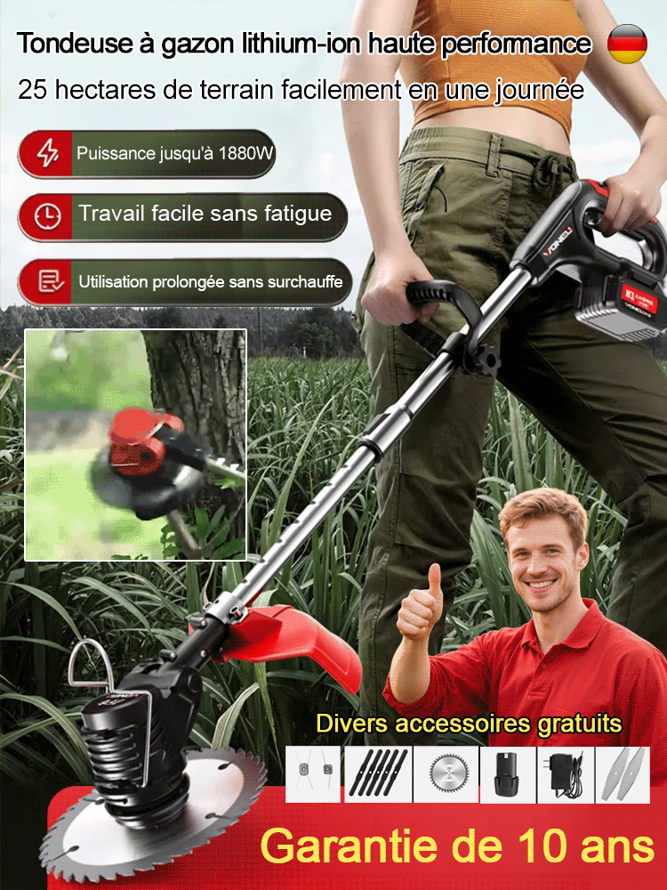 Tondeuse à gazon portable avec batterie au lithium