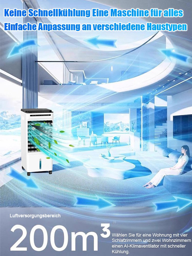 【Sommer Must-Have】Bodenstehende Klimaanlage mit großem Luftdurchsatz und breitem Winkel