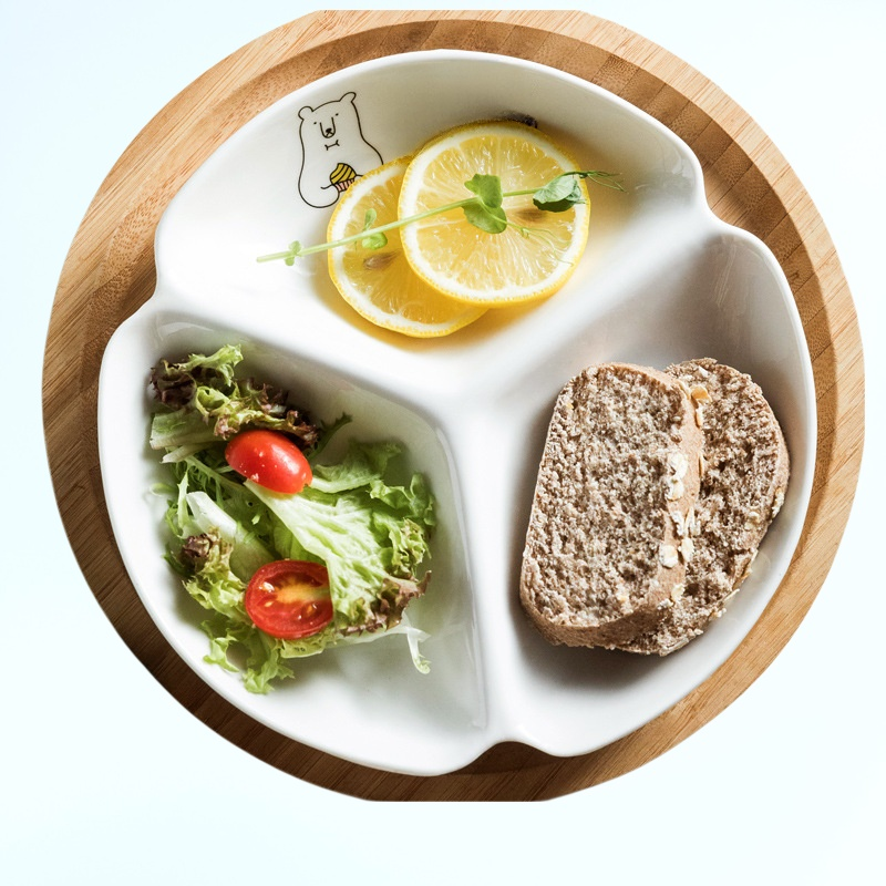 家庭用の複数のコンパートメントを備えた分割された脂肪減少定量食事トレイ、2コンパートメントセラミック食事トレイ