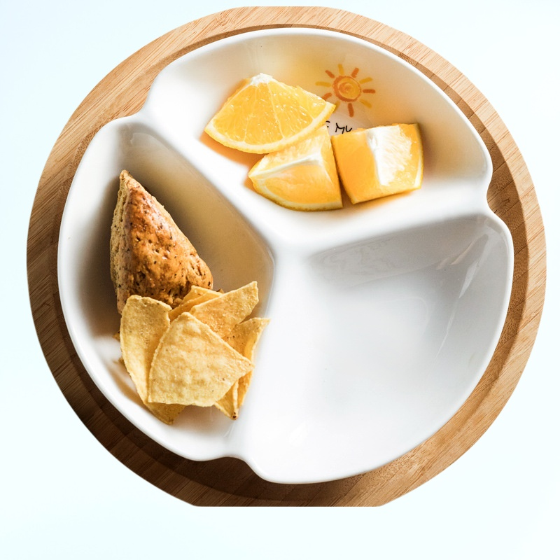 家庭用の複数のコンパートメントを備えた分割された脂肪減少定量食事トレイ、2コンパートメントセラミック食事トレイ