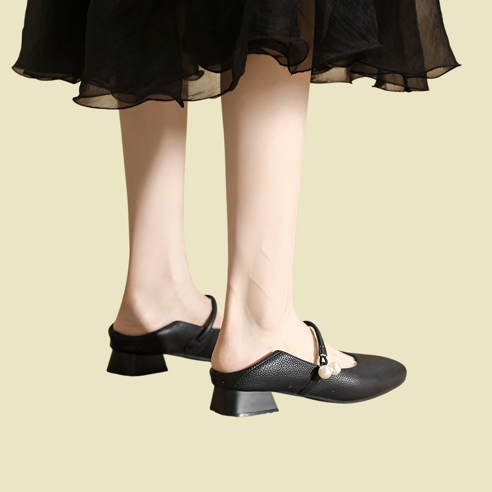 Square toe thick low heel shallow mouth single shoe