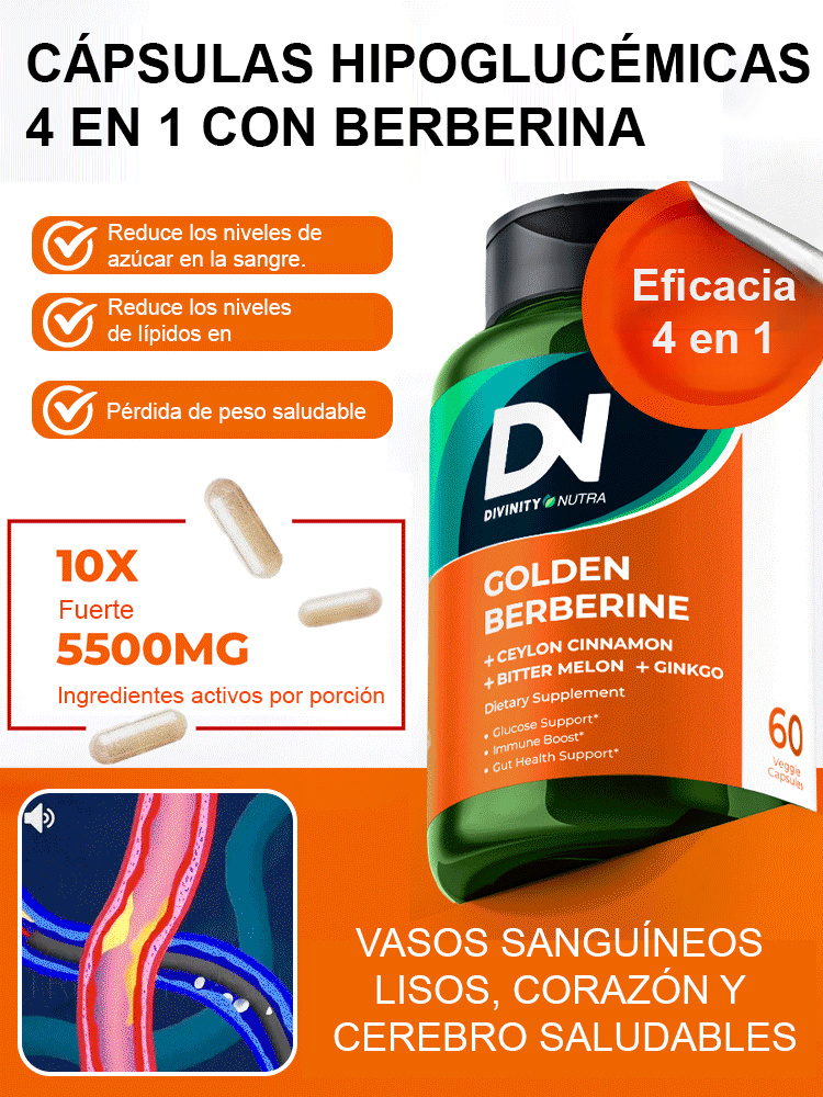 【TK Bestseller】Cápsulas de berberina para reducir el azúcar en sangre 4 en 1