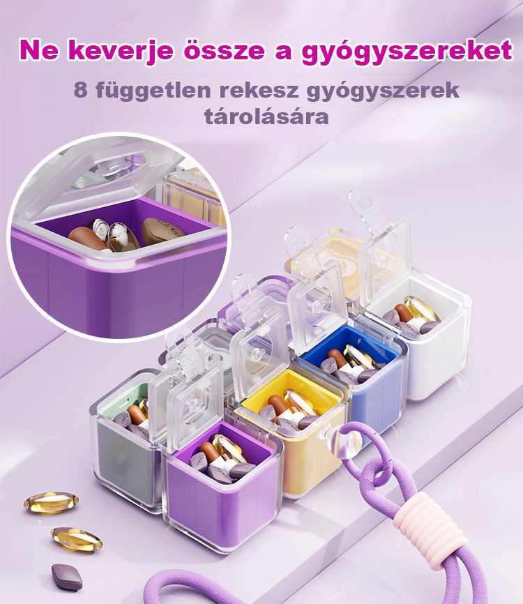 Nagykapacitású mágneses gyógyszeres doboz.