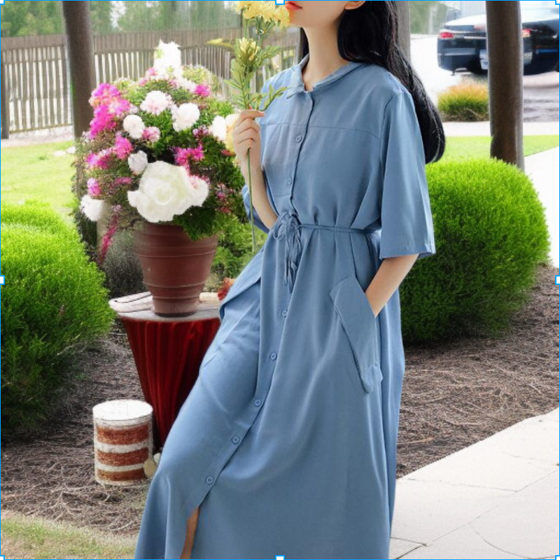 文学的なスタイルのフレンチドレスの女性の夏の新しいニッチなレトロなシャツドレススリムウエストロングスカート