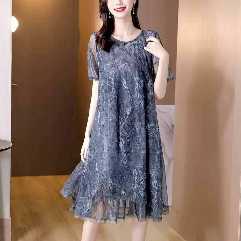 【レディース・ルーズワンピース】超軽量シフォン素材、風になびく優雅なシルエット