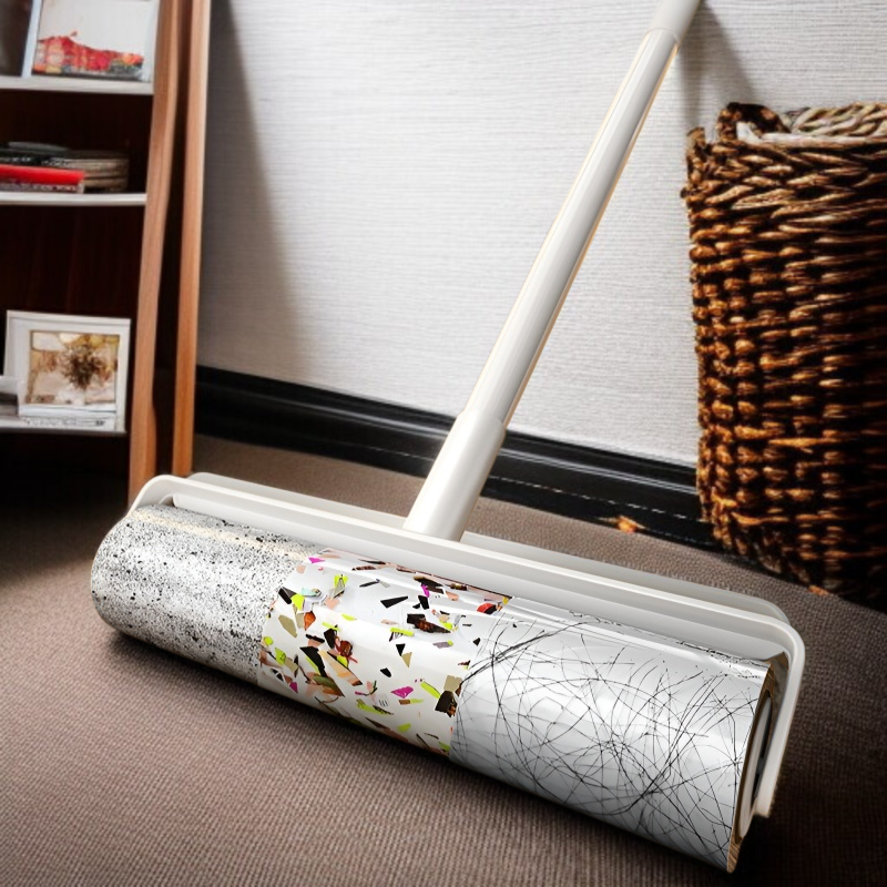 Sticky roller with replaceable tearable paper