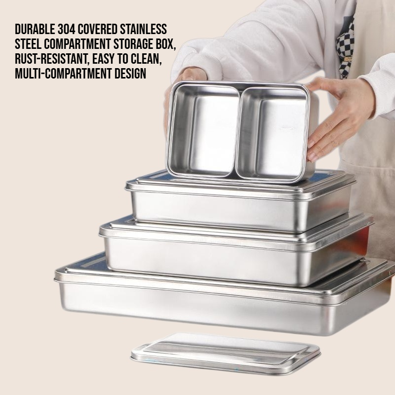 304 covered stainless steel compartment storage box