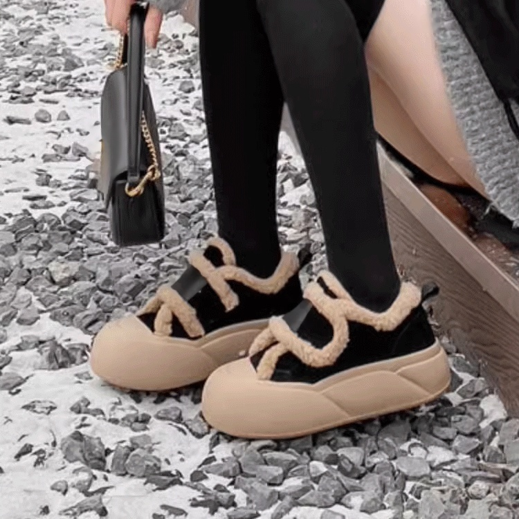 기모 도톰 여성용 벨크로 통굽 스니커즈