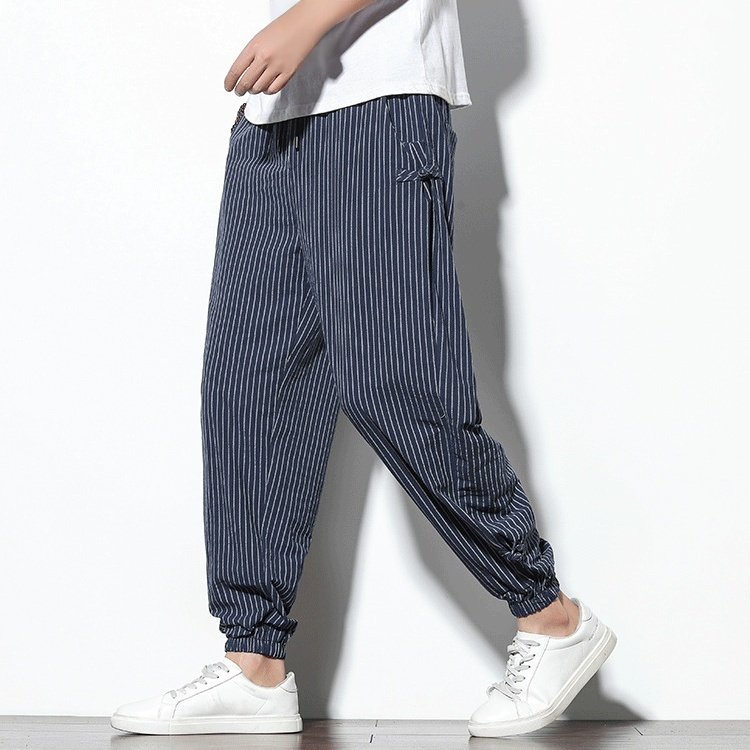 【サルエルパンツ】通気吸汗綿麻素材で穿くだけでひんやり快適！ゆるシルェットで抜け感をプラス♪