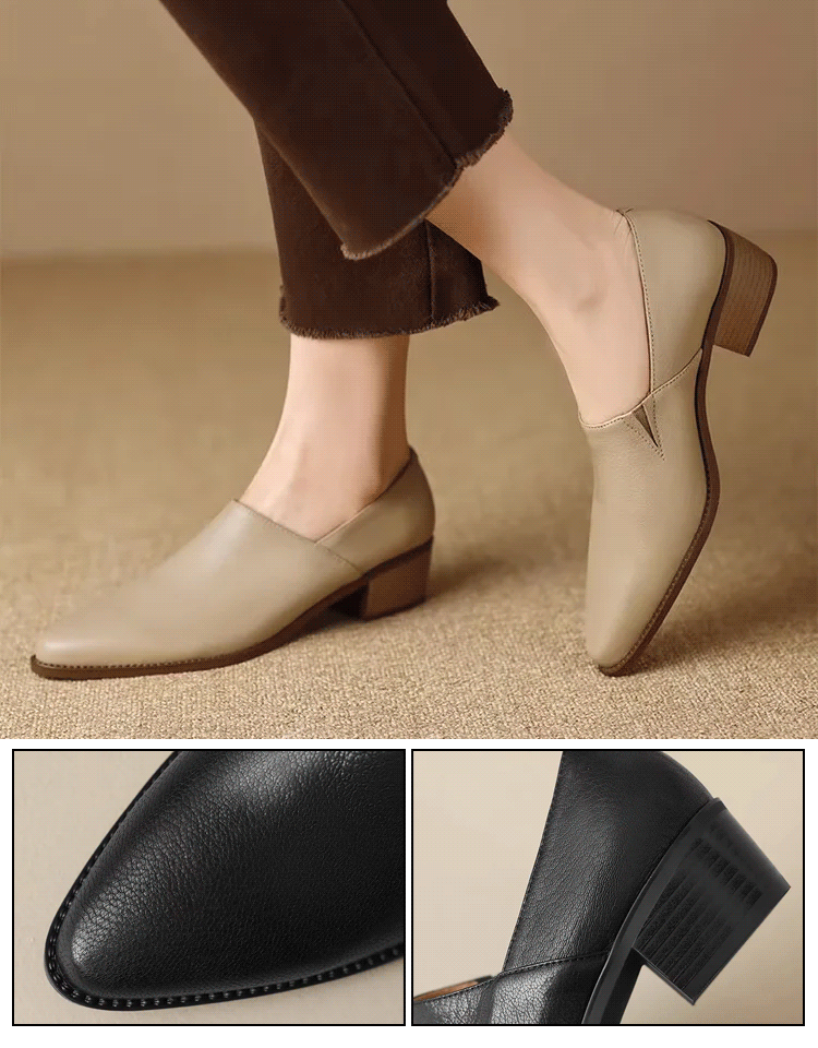 รองเท้าหนังแกะหัวแหลมวินเทจ