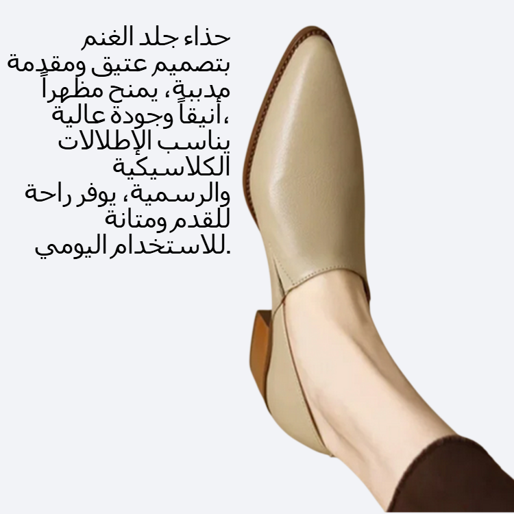 حذاء من جلد الغنم مع مقدمة مدببة بتصميم عتيق