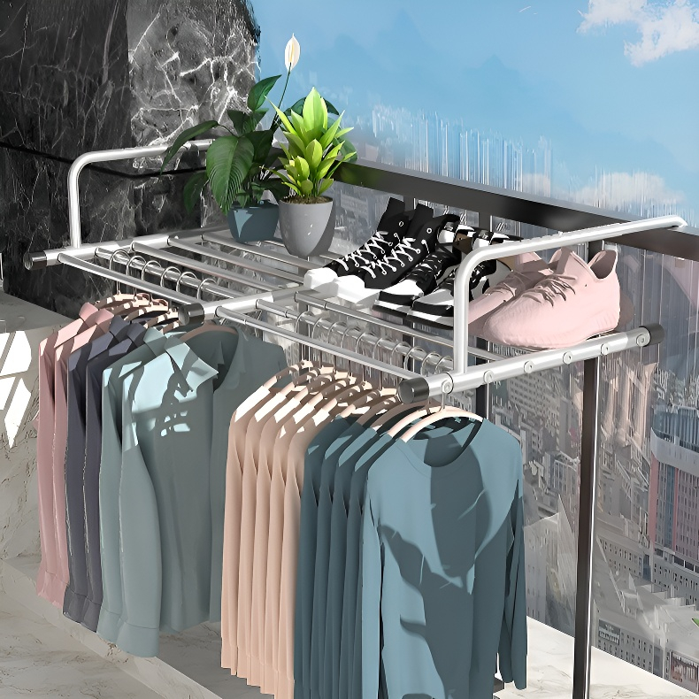 窗外晒鞋架衣物晾晒