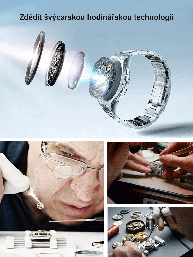 Modrý anděl, tři oči, šest ručiček, solární hodinky s automatickým pohonem.