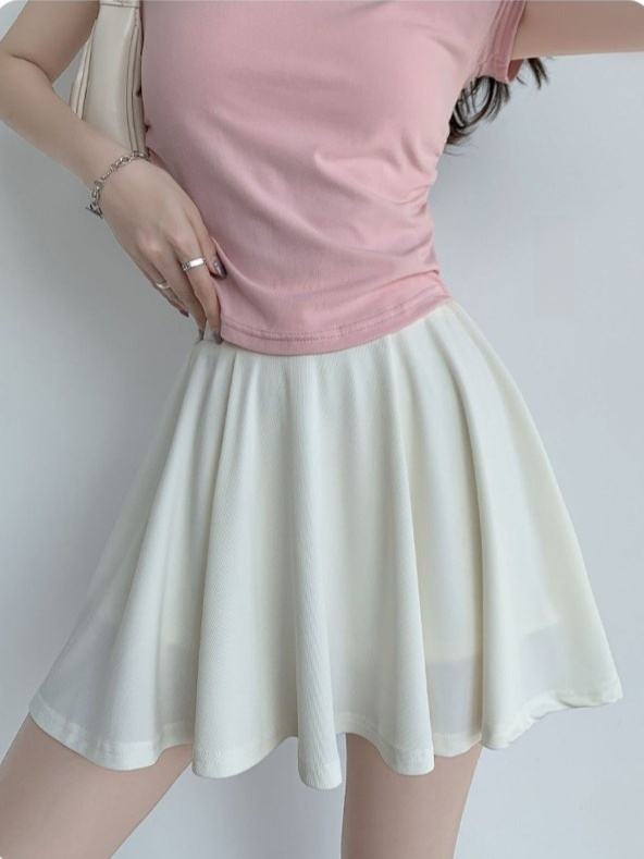 학생스커트 여 플리츠 하이웨스트 베이지 스커트 여성 학생 스커트