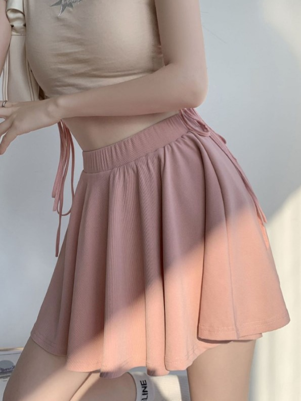학생스커트 여 플리츠 하이웨스트 베이지 스커트 여성 학생 스커트