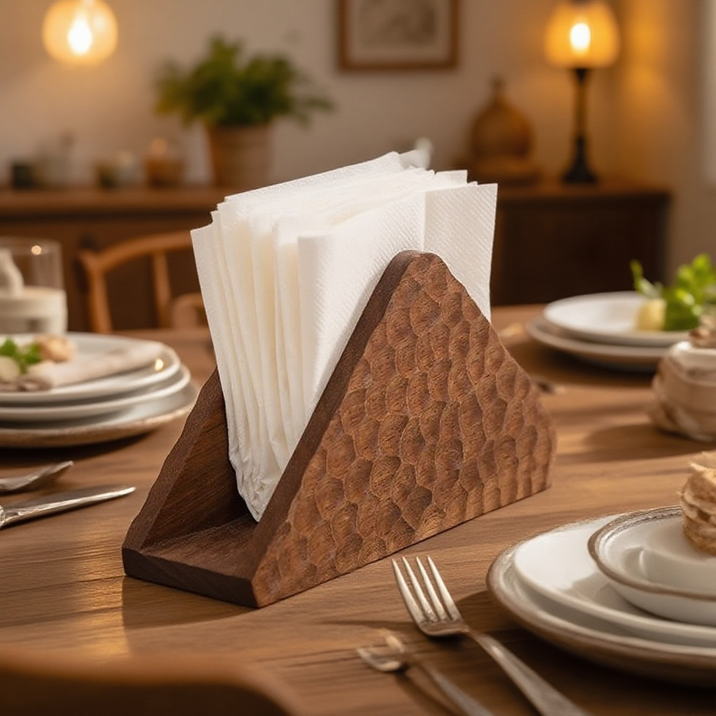 實木三角形餐巾紙收納架