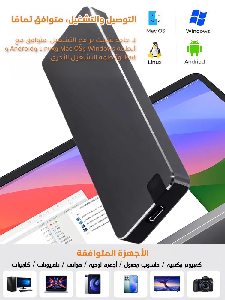 قرص صلب محمول عالي السرعة USB4.0 Gen3 بجودة مماثلة لمنتجات وادي السيليكون