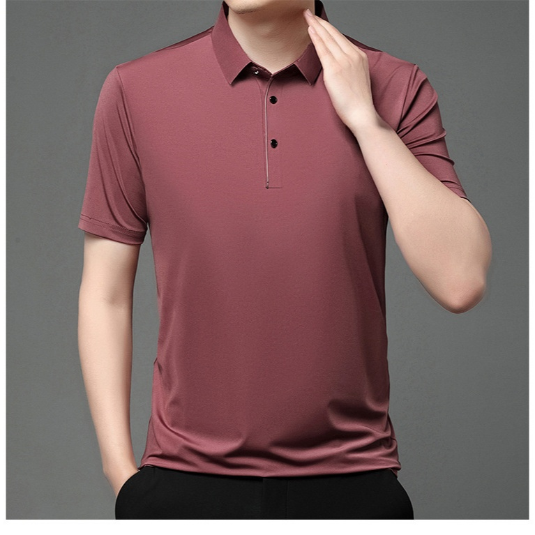 メンズ半袖Tシャツ 夏の緩い薄いトップスメンズカジュアルラペル半袖Tシャツ