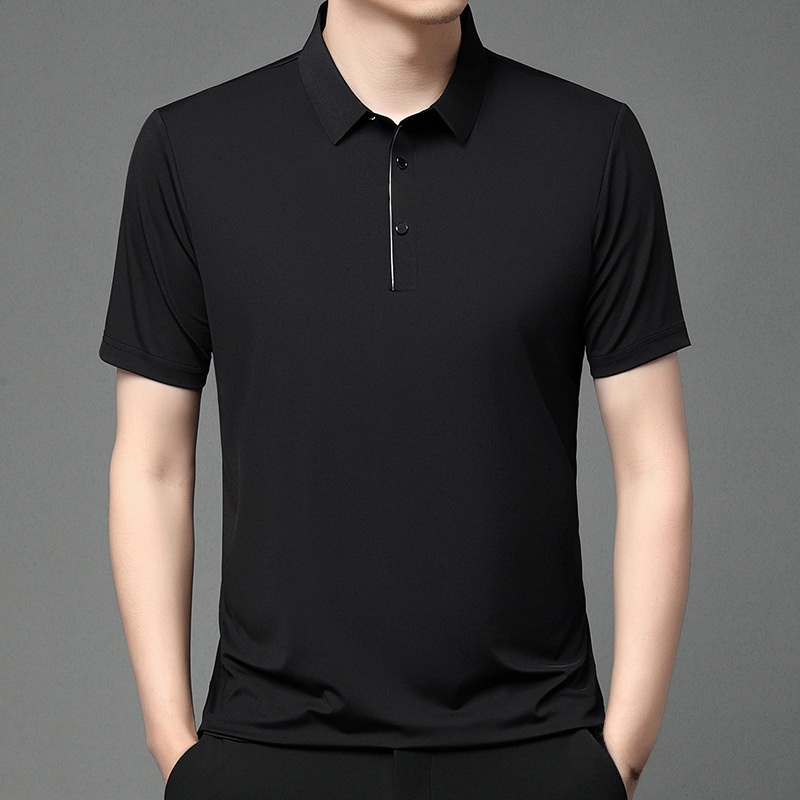 ラペルデザインの半袖Tシャツアップ