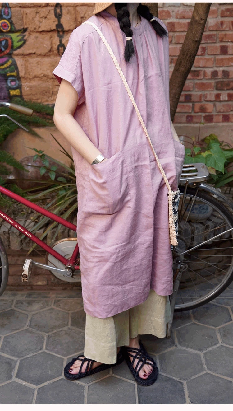 普段着にも使える綿麻ワンピース