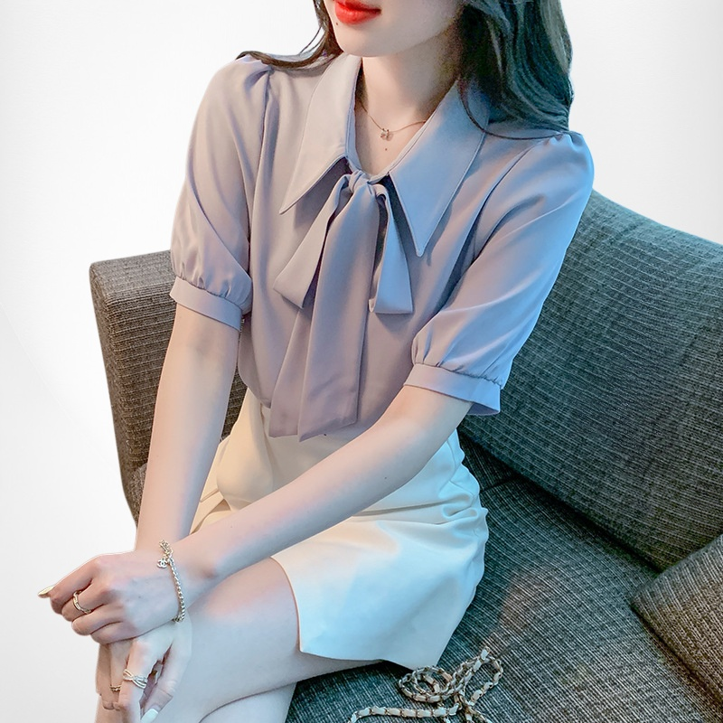 Koreanisches Oberteil mit fließendem Band für kleine Frauen